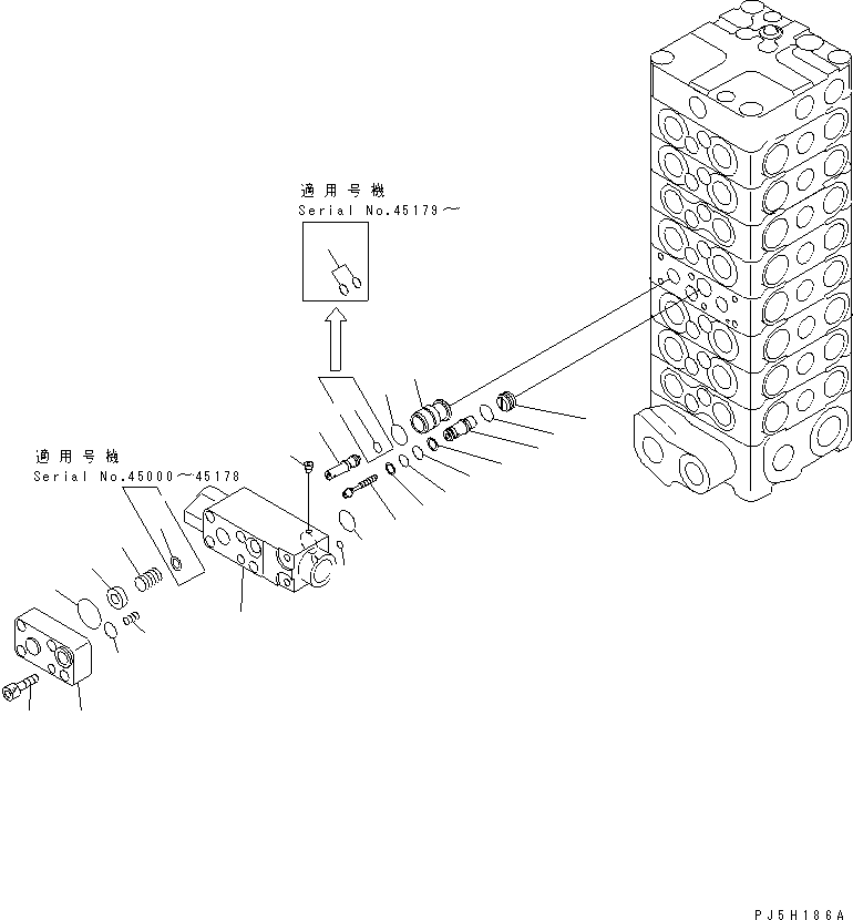 Excavators Komatsu / PC100-6S S/N 40001-UP(pc100-8r) / MAIN VALVE (8-VALVE) (10/15)(#45000-)(483290 : Y1665-10A0)