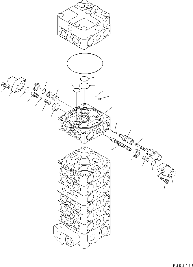 Excavators Komatsu / PC100-6S S/N 40001-UP(pc100-8r) / MAIN VALVE (8-VALVE) (12/15) (WITH BLADE)(#45000-)(483470 : Y1665-32A0)