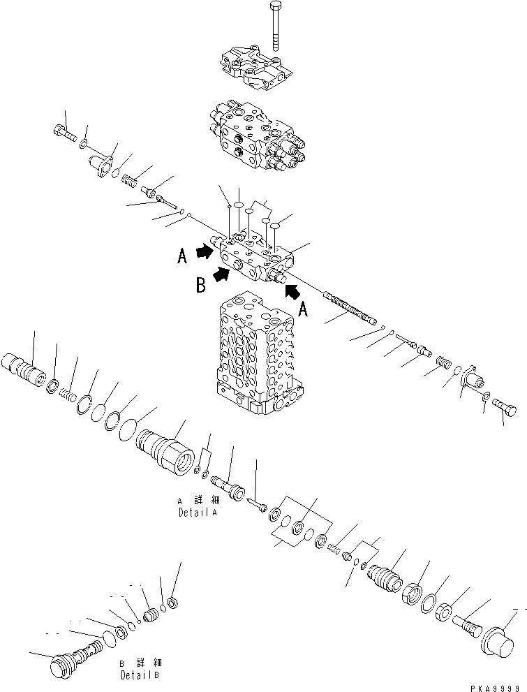 Excavators Komatsu / PC100-6S S/N 40001-UP(pc100-8r) / MAIN VALVE (3-ACTUATOR) (9/12)(#41230-41400)(483760 : Y1666-09A0A)