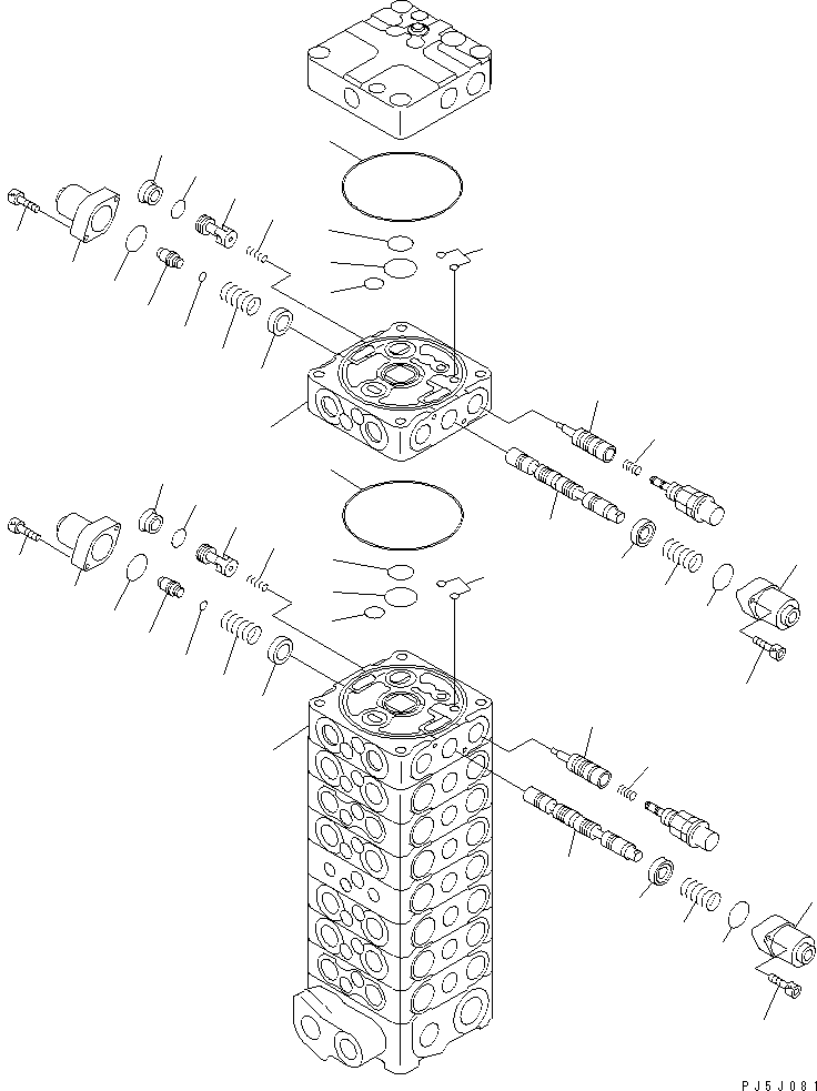Excavators Komatsu / PC100-6S S/N 40001-UP(pc100-8r) / MAIN VALVE (9-VALVE) (14/15)(#45000-)(483990 : Y1667-14A0)