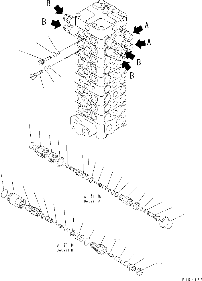 Excavators Komatsu / PC100-6S S/N 40001-UP(pc100-8r) / MAIN VALVE (9-VALVE) (15/15)(#45000-)(484000 : Y1667-15A0)