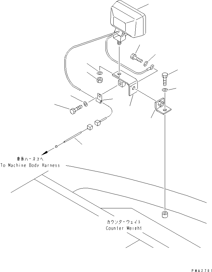 Komatsu parts book diagram for PC100-6Z S/N 40001-UP: REAR WORK LAMP
