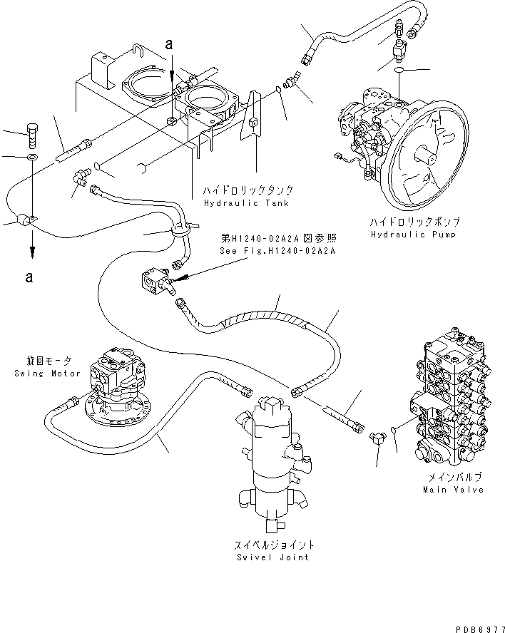 Komatsu parts book diagram for PC100-6Z S/N 40001-UP: DRAIN LINE (WITH BOOM AND ARM LOCK VALVE)(#45000-)