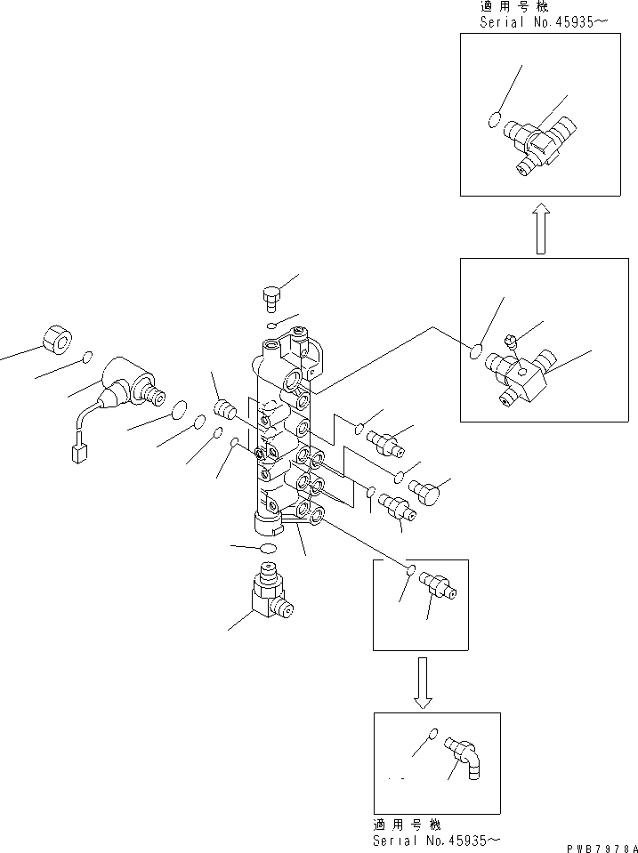 Excavators Komatsu / PC100-6Z S/N 40001-UP(pc100-9r) / SOLENOID VALVE LINE (SOLENOID VALVE) (2-SPEED TRAVEL)(#45438-46058)(150460 : H1831-01B5A)