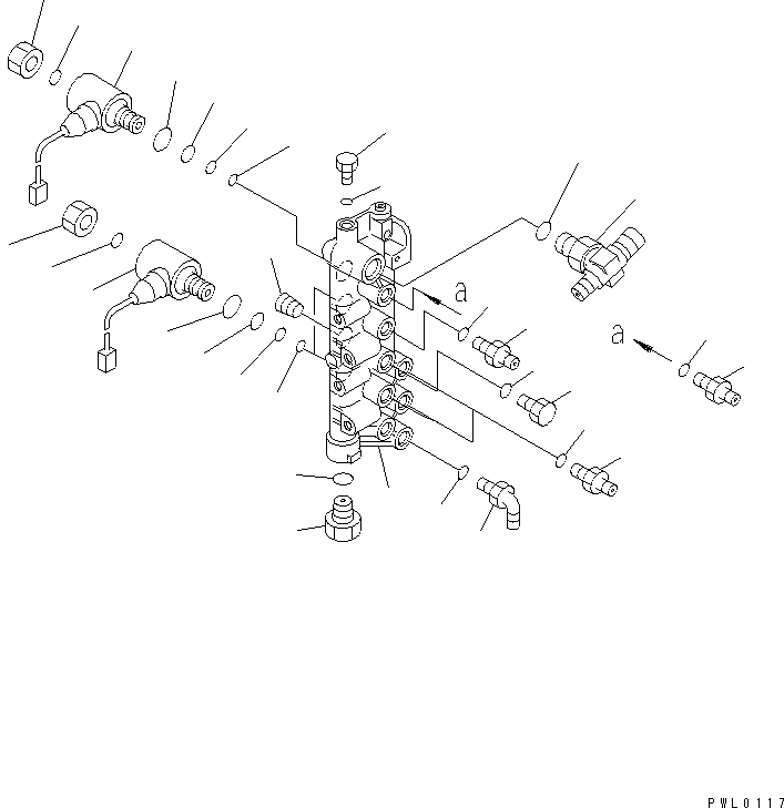 Komatsu parts book diagram for PC100-6Z S/N 40001-UP: SOLENOID VALVE LINE (SOLENOID VALVE) (2-SPEED TRAVEL)(#46059-46826)
