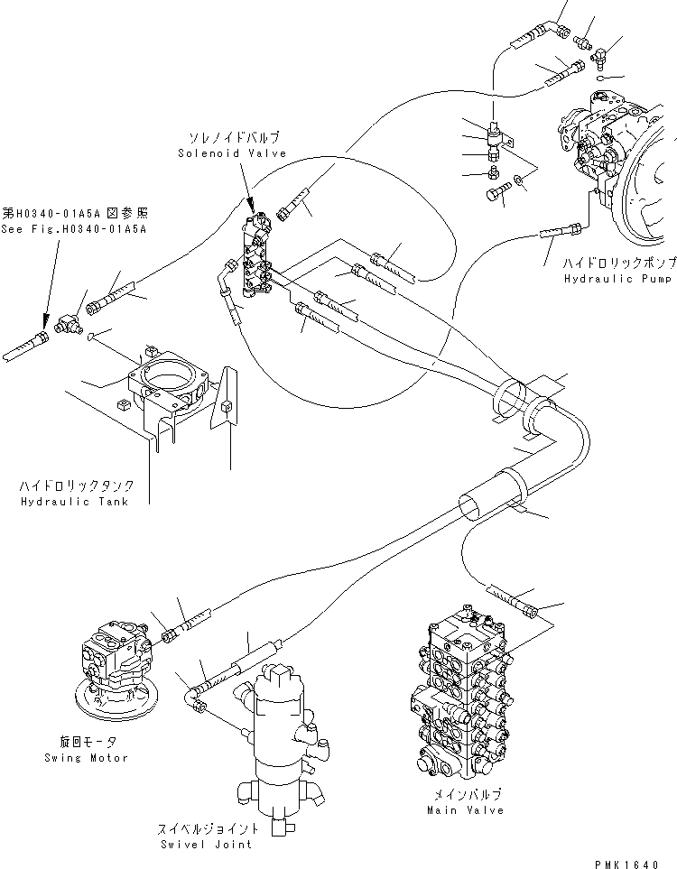 Excavators Komatsu / PC100-6Z S/N 40001-UP(pc100-9r) / SOLENOID VALVE LINE (SOLENOID VALVE PIPING) (2-SPEED TRAVEL)(#45438-46143)(150490 : H1831-04B5A)