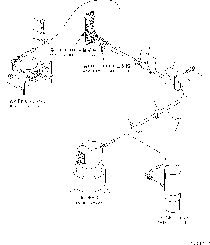 Excavators Komatsu / PC100-6Z S/N 40001-UP(pc100-9r) / SOLENOID VALVE LINE (SOLENOID VALVE PIPING CLIP) (2-SPEED TRAVEL)(#45438-46826)(150510 : H1831-05B5A)
