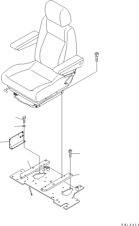 Komatsu parts book diagram for PC100-6Z S/N 40001-UP: OPERATOR'S SEAT STAND (FOR SUSPENSION TYPE SEAT)(#46059-46826)