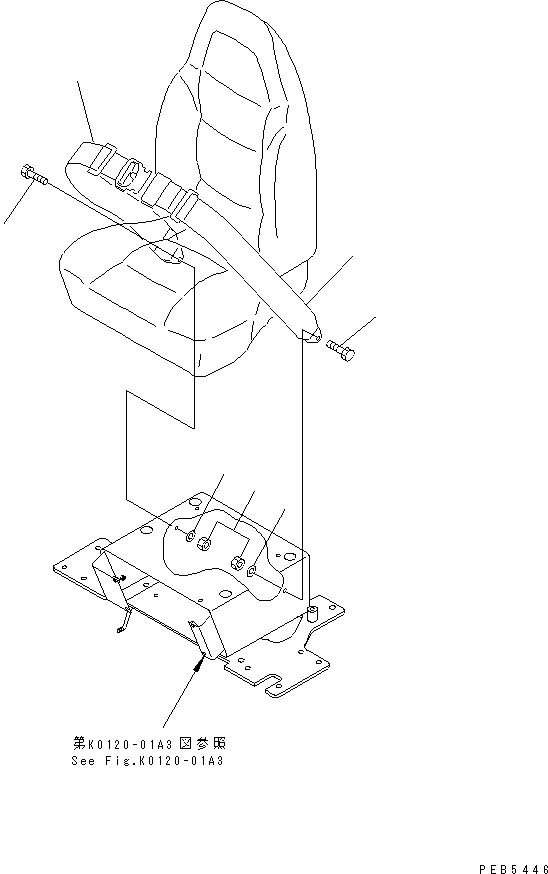 Komatsu parts book diagram for PC100-6Z S/N 40001-UP: SEAT BELT (50MM WIDE)(#45438-46058)