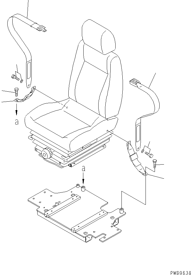 Komatsu parts book diagram for PC100-6Z S/N 40001-UP: SEAT BELT (FOR SUSPENSION TYPE SEAT) (50MM WIDE)(#46059-46826)