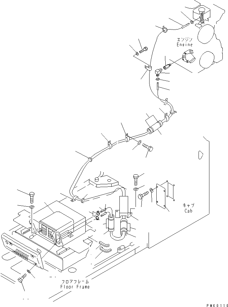 Komatsu parts book diagram for PC100-6Z S/N 40001-UP: CAR HEATER (2000 KCAL)(#42554-44999)