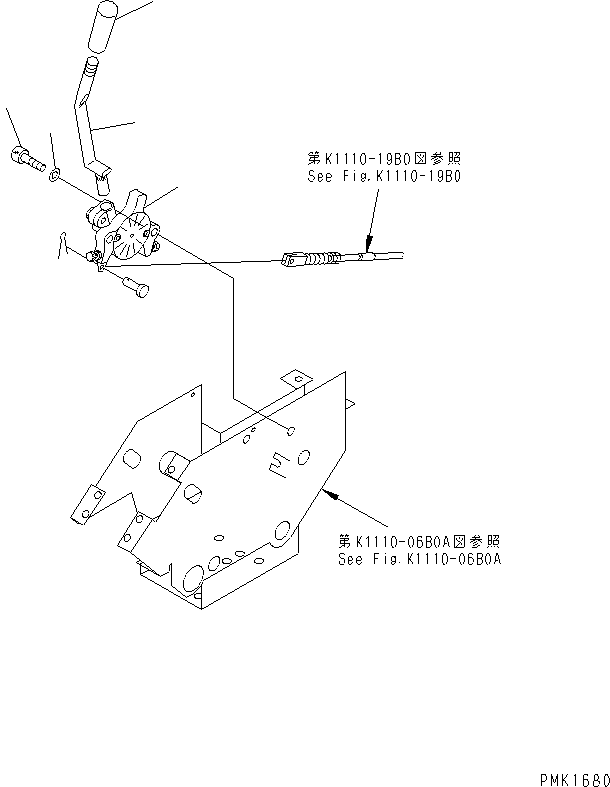 Komatsu parts book diagram for PC100-6Z S/N 40001-UP: FLOOR FRAME (RIGHT STAND) (FUEL CONTROL LEVER)(#45438-46826)
