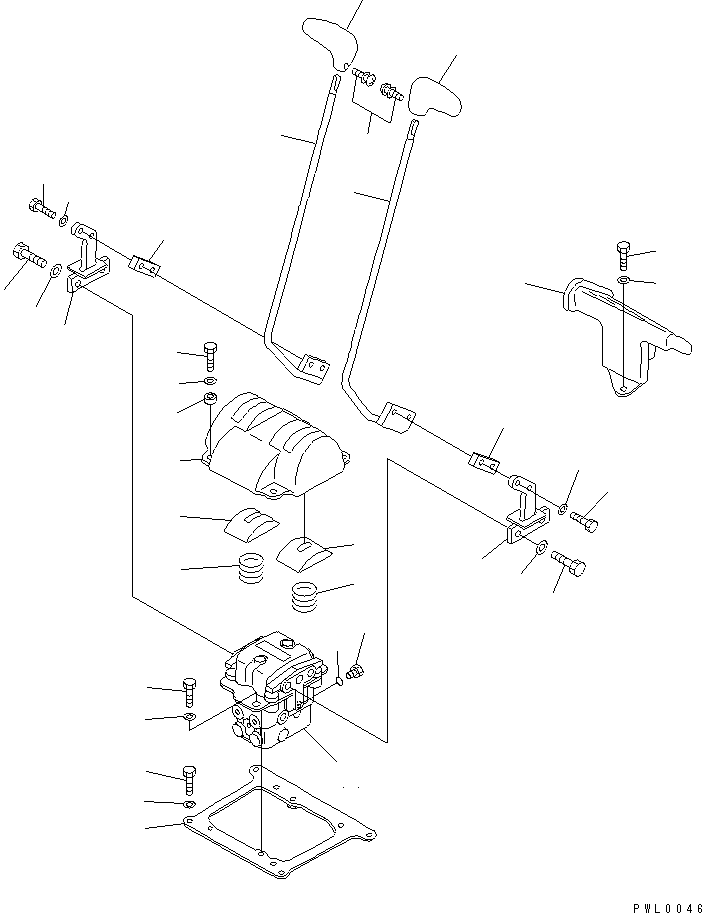 Komatsu parts book diagram for PC100-6Z S/N 40001-UP: FLOOR FRAME (TRAVEL LEVER) (WITHOUT PEDAL) (1 ACTUATOR)(#46059-46604)