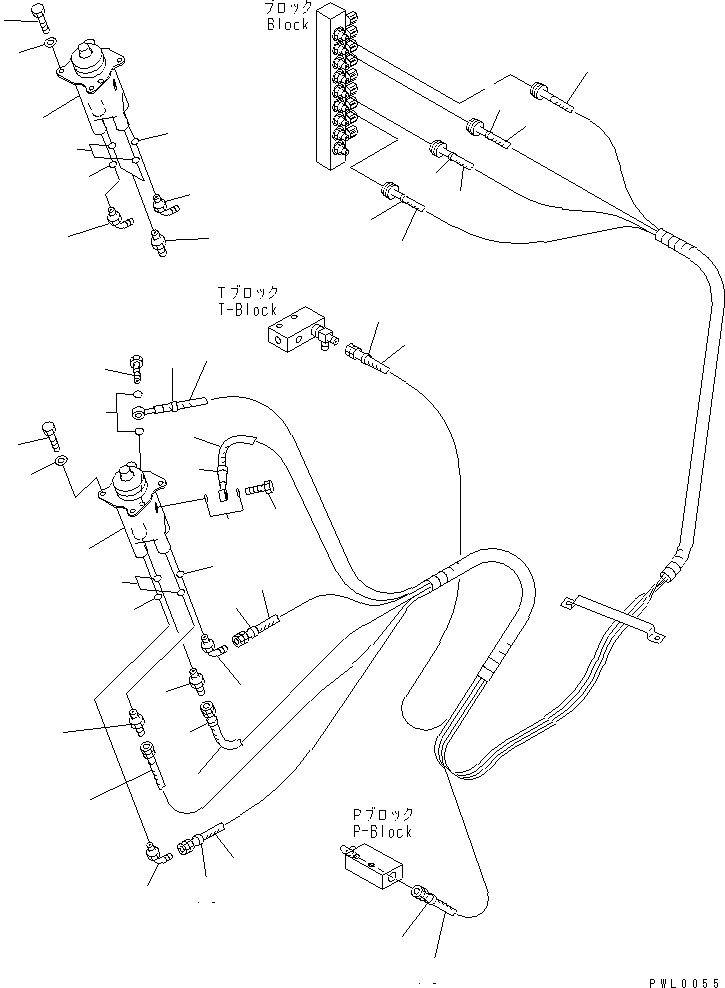 Komatsu parts book diagram for PC100-6Z S/N 40001-UP: FLOOR FRAME (P.P.C. WORK LINE L.H.) (P.P.C. VALVE AND LEFT STAND HOSE)(#46059-46826)