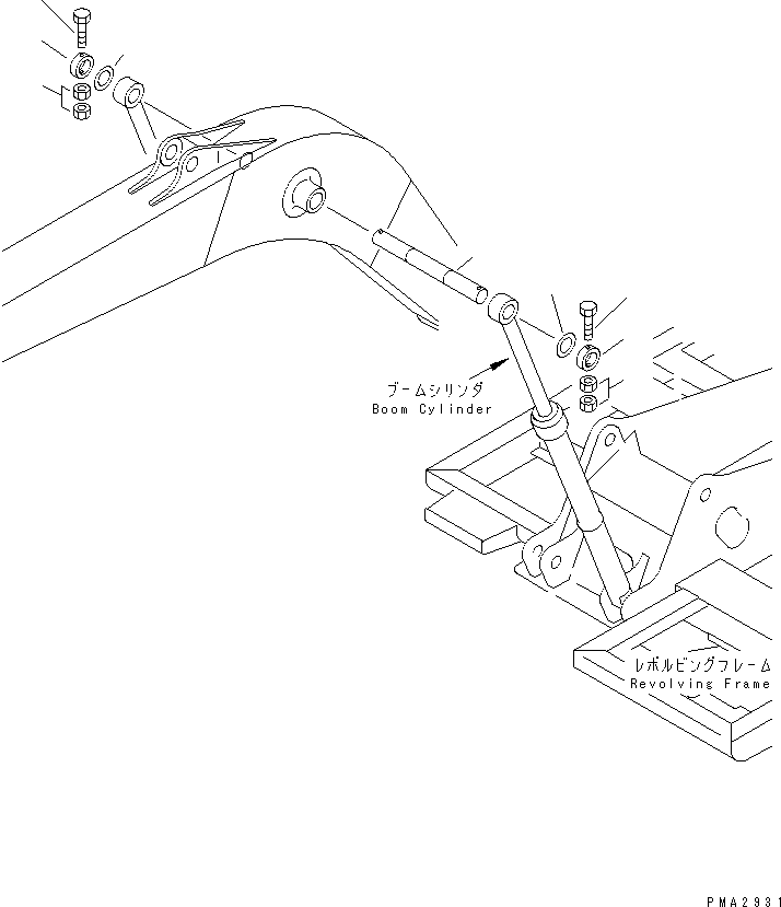 Komatsu parts book diagram for PC100-6Z S/N 40001-UP: BOOM CYLINDER TOP PIN