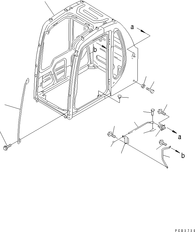 Komatsu parts book diagram for PC100-6Z S/N 40001-UP: OPERATOR'S CAB (WITH GUARD) (CAB ? GRIP AND OPEN LOCK)(#45438-46826)