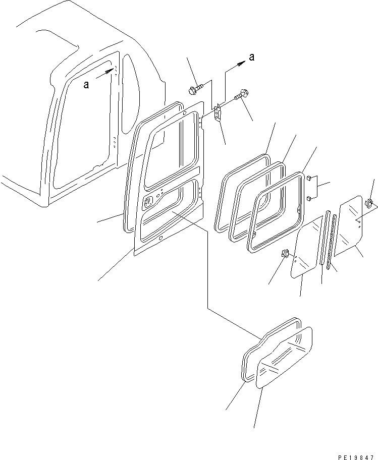 Komatsu parts book diagram for PC100-6Z S/N 40001-UP: OPERATOR'S CAB (DOOR)