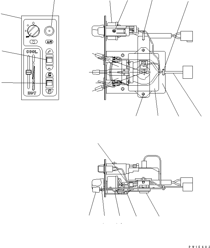 Komatsu parts book diagram for PC100-6Z S/N 40001-UP: CONTROL PANEL (FOR AIR CONDITIONER)(#45438-46826)