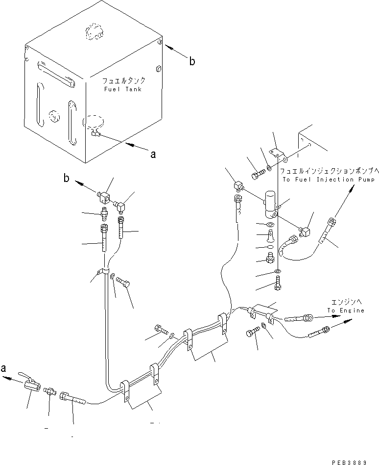 Komatsu parts book diagram for PC1000-1 S/N 10001-UP: FUEL PIPING(#10372-)
