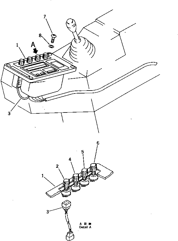 Komatsu parts book diagram for PC1000-1 S/N 10001-UP: MONITOR PANEL AND RELATED PARTS (WITH 2-STAGE SELECTOR MODE OLSS) (EXCEPT JAPAN)(#10001-10025)