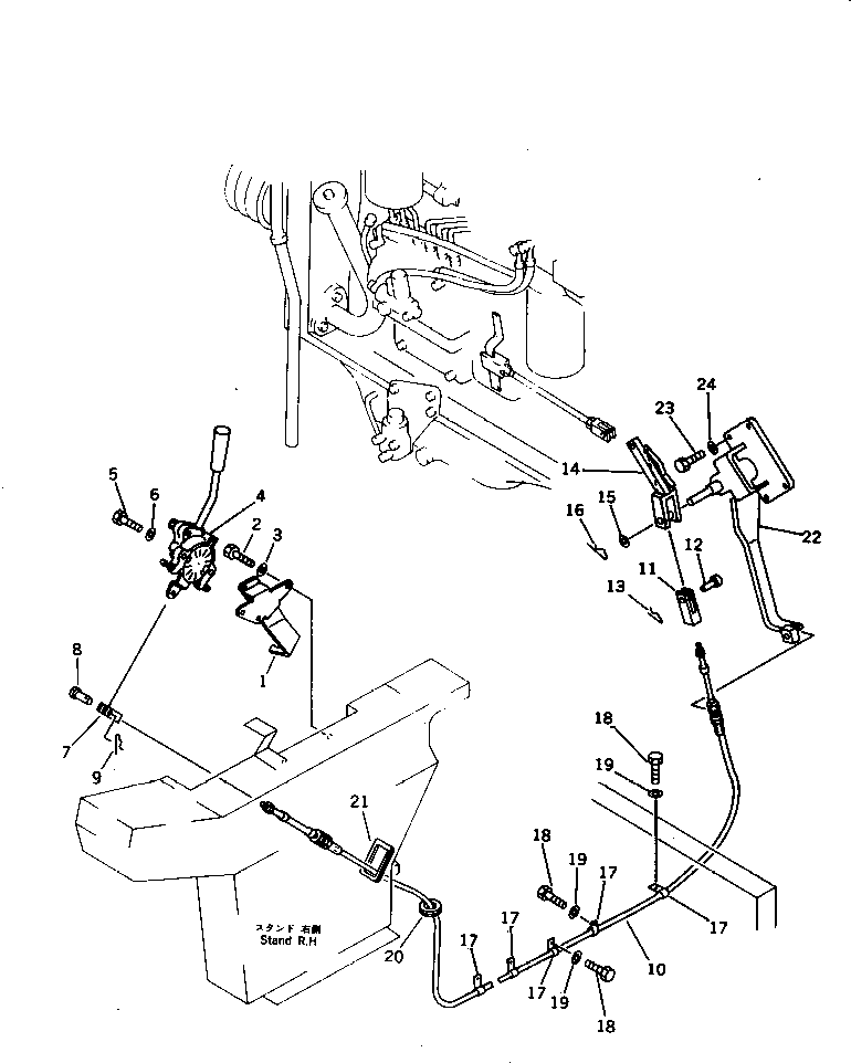 Komatsu parts book diagram for PC1000-1 S/N 10001-UP: FUEL CONTROL LEVER (1/2) (FOR LOW CAB)(#10001-10137)