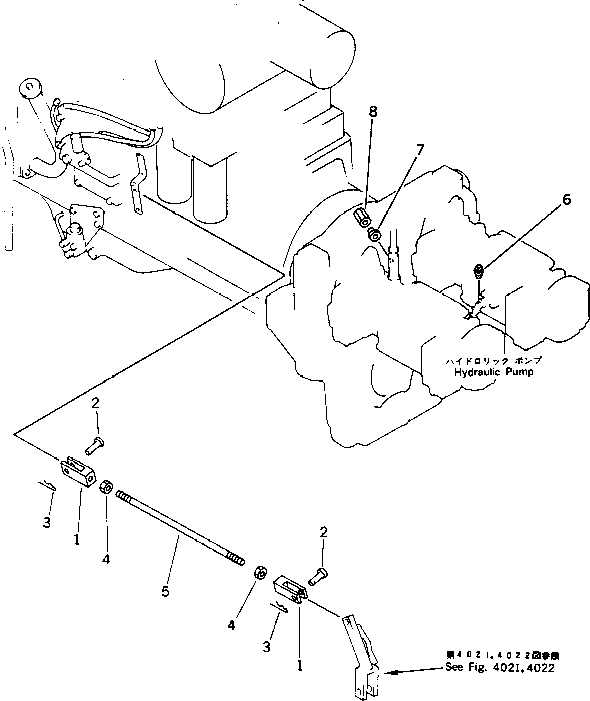 Komatsu parts book diagram for PC1000-1 S/N 10001-UP: FUEL CONTROL LEVER (2/2) (WITHOUT AUTO DECELERATION)(#10001-10137)