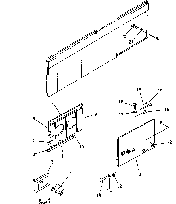 Komatsu parts book diagram for PC1000-1 S/N 10001-UP: LEFT SIDE COVER (REAR DOOR)