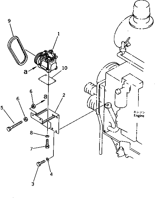 Komatsu parts book diagram for PC1000-1 S/N 10001-UP: AIR CONDITIONER (AIR COMPRESSOR RELATED PARTS)(#10001-10035)