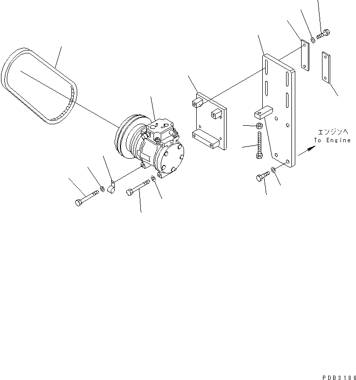 Komatsu parts book diagram for PC1000-1 S/N 10001-UP: AIR CONDITIONER (AIR COMPRESSOR RELATEDPARTS)(#10275-)