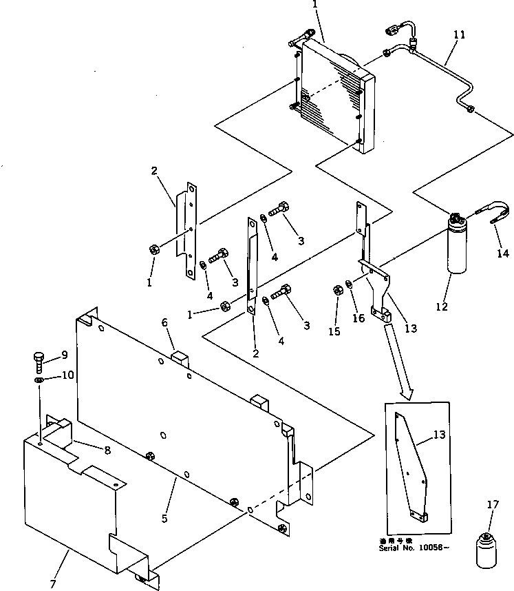 Komatsu parts book diagram for PC1000-1 S/N 10001-UP: AIR CONDITIONER (CONDENSER RELATED PARTS)(#10001-10274)