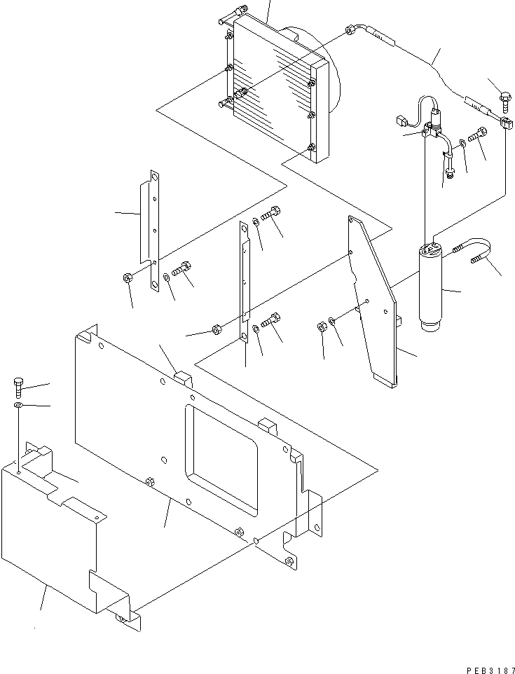 Komatsu parts book diagram for PC1000-1 S/N 10001-UP: AIR CONDITIONER (CONDENSER RELATED PARTS) (FOR HIGH CAB)(#10275-)