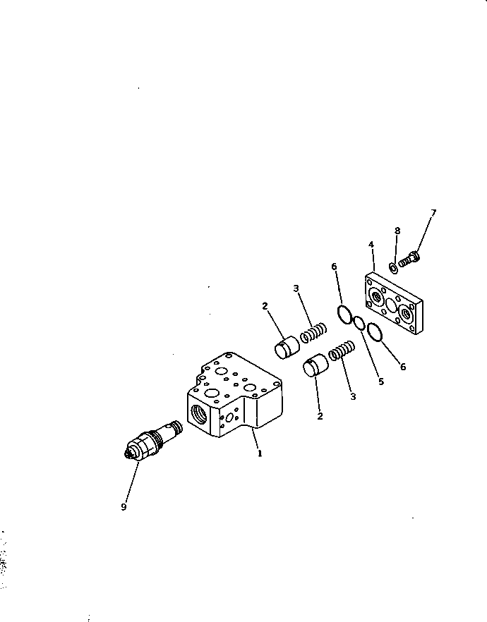 Komatsu parts book diagram for PC1000-1 S/N 10001-UP: RELIEF VALVE (FOR TRAVEL LINE) (1/2)