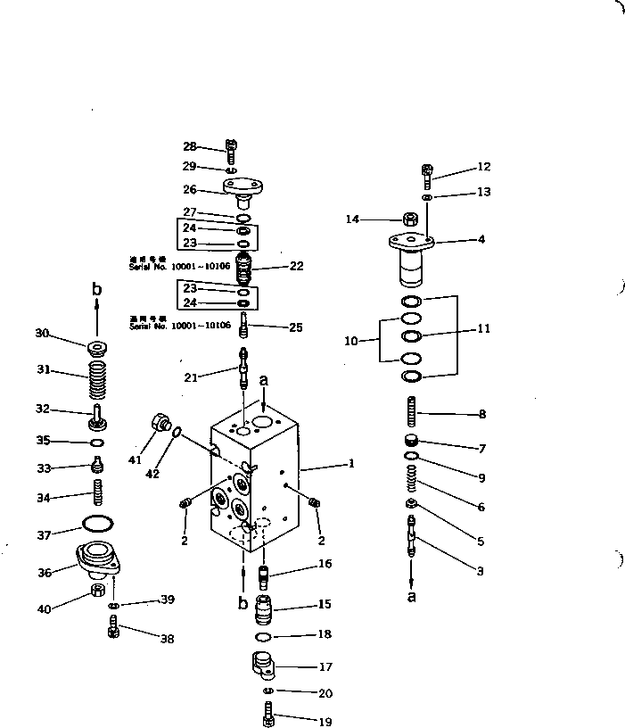 Komatsu parts book diagram for PC1000-1 S/N 10001-UP: HYDRAULIC PUMP NO.1 (FRONT CO AND NC VALVE) (9/13) (WITH 2-STAGE SELECTOR MODE OLSS) (EXCEPT JAPAN)