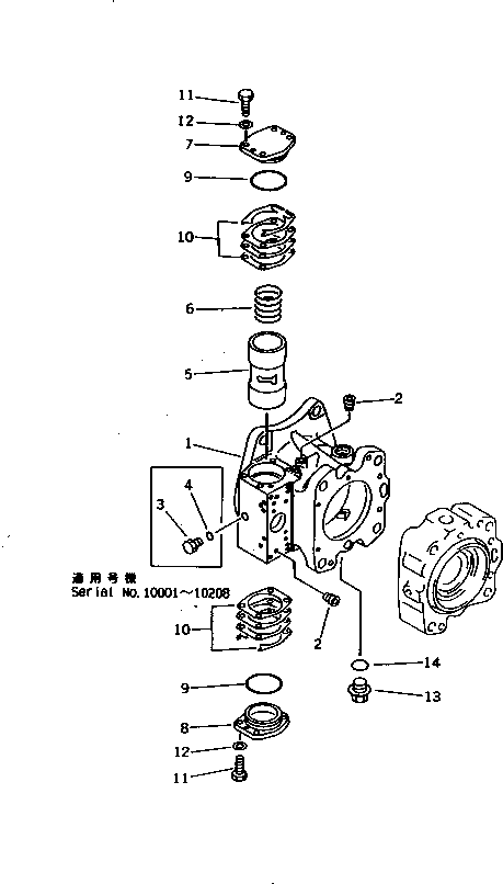 Komatsu parts book diagram for PC1000-1 S/N 10001-UP: HYDRAULIC PUMP ? SWING (PUMP 1/5) (2/10)