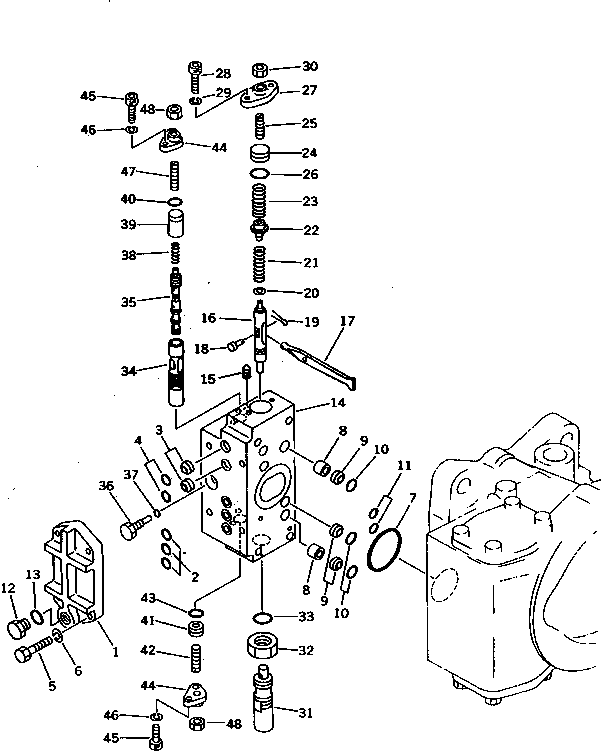 Komatsu parts book diagram for PC1000-1 S/N 10001-UP: HYDRAULIC PUMP ? SWING (REAR SERVO VALVE) (10/10)