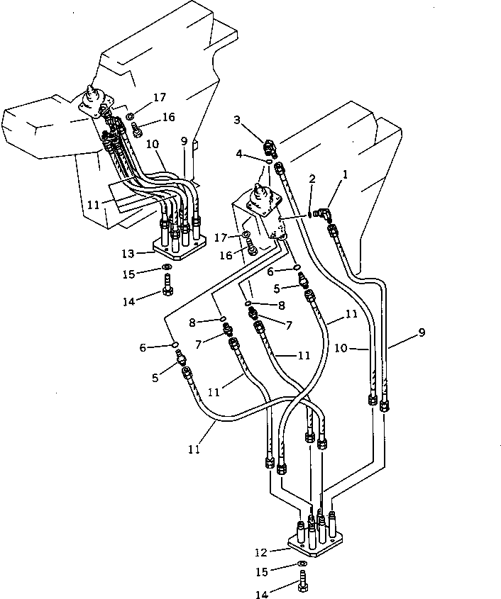Komatsu parts book diagram for PC1000-1 S/N 10001-UP: PPC VALVE TO/FROM BRACKET PIPING