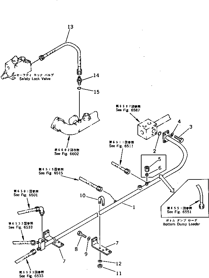 Komatsu parts book diagram for PC1000-1 S/N 10001-UP: PPC VALVE RETURN PIPING (FOR LOADER)