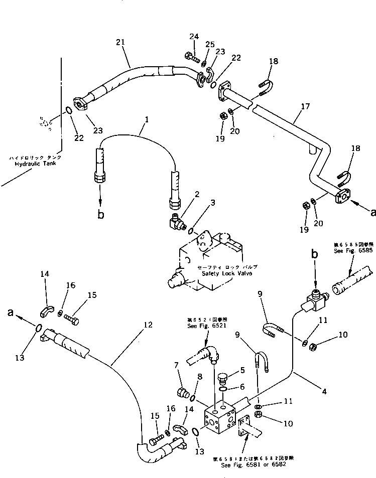 Komatsu parts book diagram for PC1000-1 S/N 10001-UP: RETURN PIPING (BLOCK TO TANK)