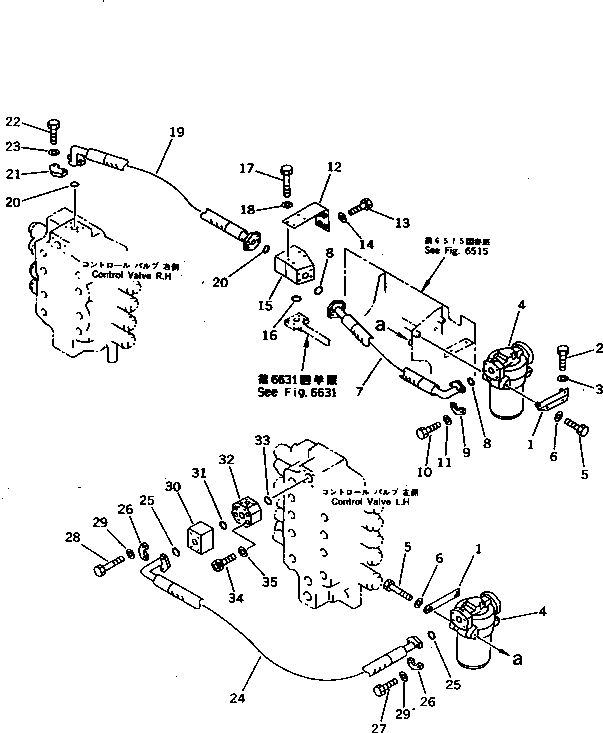 Komatsu parts book diagram for PC1000-1 S/N 10001-UP: LINE FILTER TO CONTROL VALVE PIPING (FOR NO.1 PUMP)
