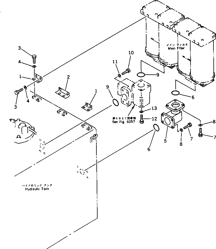 Komatsu parts book diagram for PC1000-1 S/N 10001-UP: FILTER TO TANK PIPING