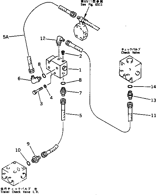 Komatsu parts book diagram for PC1000-1 S/N 10001-UP: AUTO DECELERATION SHUTTLE VALVE PIPING (WITH AUTO DECELERATION)(#10051-10077)
