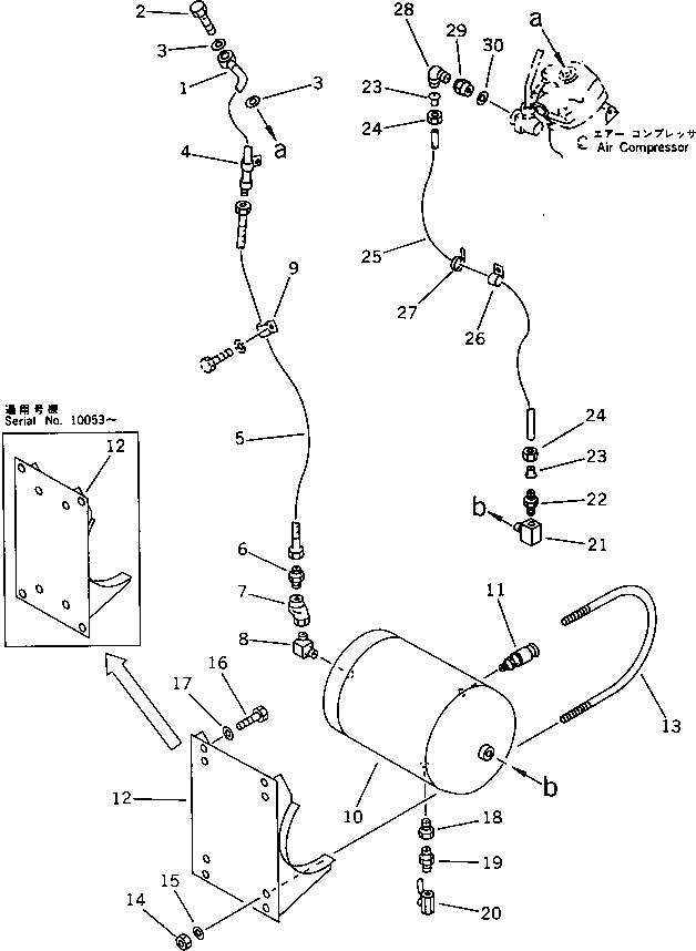 Komatsu parts book diagram for PC1000-1 S/N 10001-UP: AIR PIPING (COMPRESSOR ? GOVERNOR TO TANK)