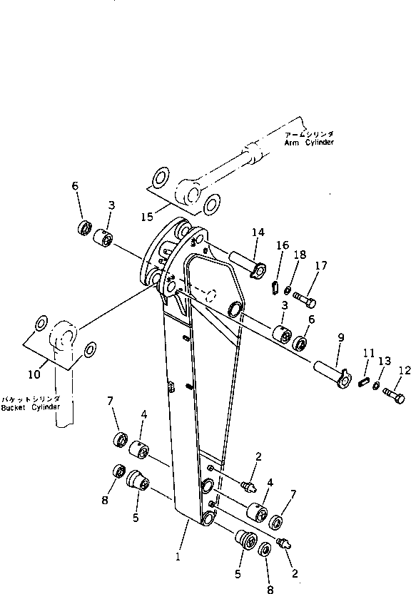 Komatsu parts book diagram for PC1000-1 S/N 10001-UP: ARM(#10012-)