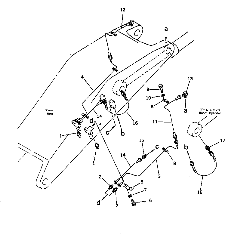 Komatsu parts book diagram for PC1000-1 S/N 10001-UP: WORK EQUIPMENT LUBRICATION (ARM SIDE) (1/2)(#10001-10082)