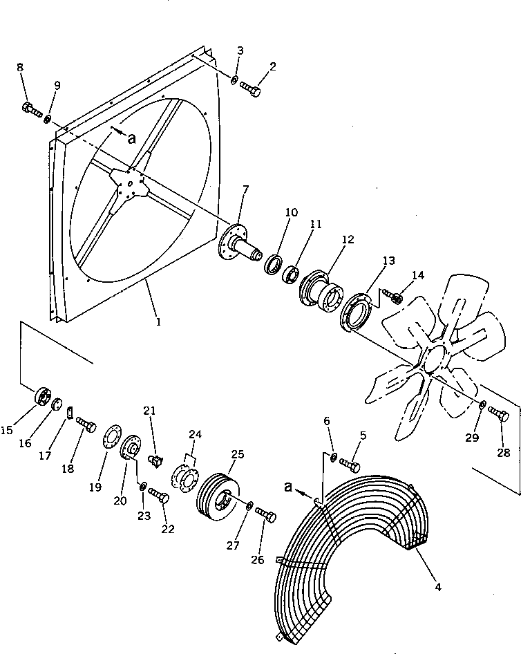 Komatsu parts book diagram for PC1000SP-1 S/N 10001-UP: RADIATOR FAN GUARD (WITH LARGE CAPACITY RADIATOR)(#10340-)