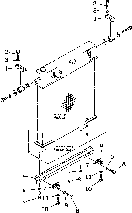Komatsu parts book diagram for PC1000SP-1 S/N 10001-UP: RADIATOR MOUNTING (WITH LARGE CAPACITY RADIATOR)(#10340-)