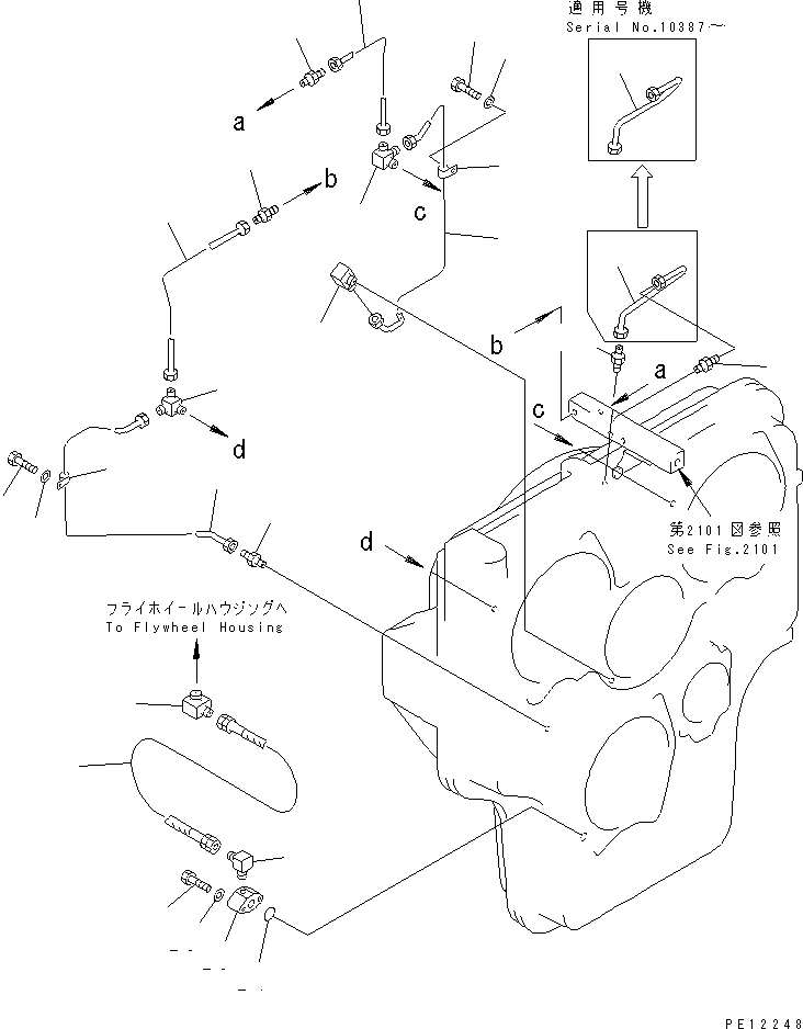 Komatsu parts book diagram for PC1000SP-1 S/N 10001-UP: POWER TAKE OFF PIPING (LUBRICATION) (1/2)