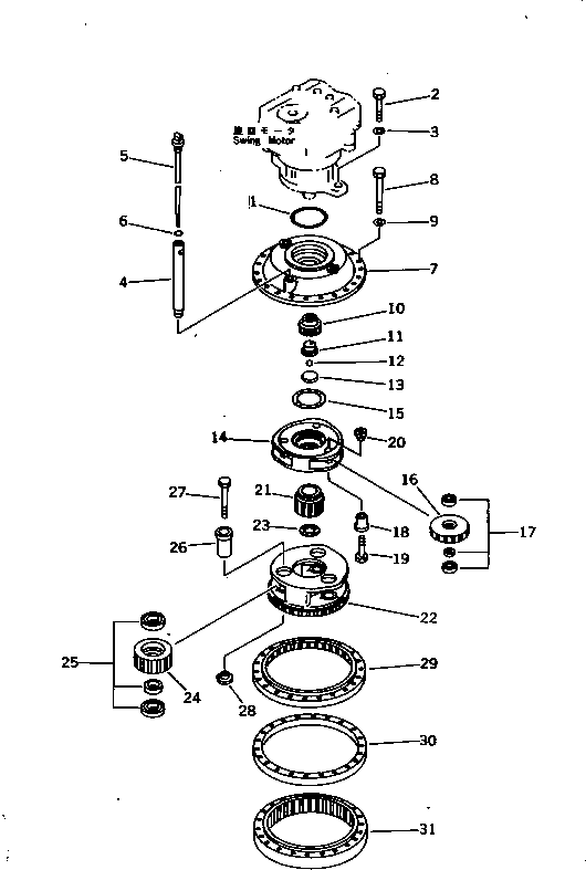 Komatsu parts book diagram for PC1000SP-1 S/N 10001-UP: SWING MACHINERY ? FRONT (1/2)(#10078-)