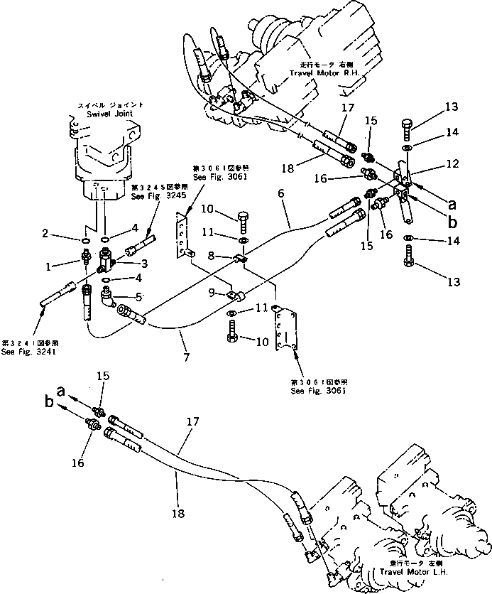 Excavators Komatsu / PC1000SP-1 S/N 10001-UP(pc10000c) / DRAIN PIPING (SWIVEL JOINT TO/FROM MOTOR)(090120 : 3081)