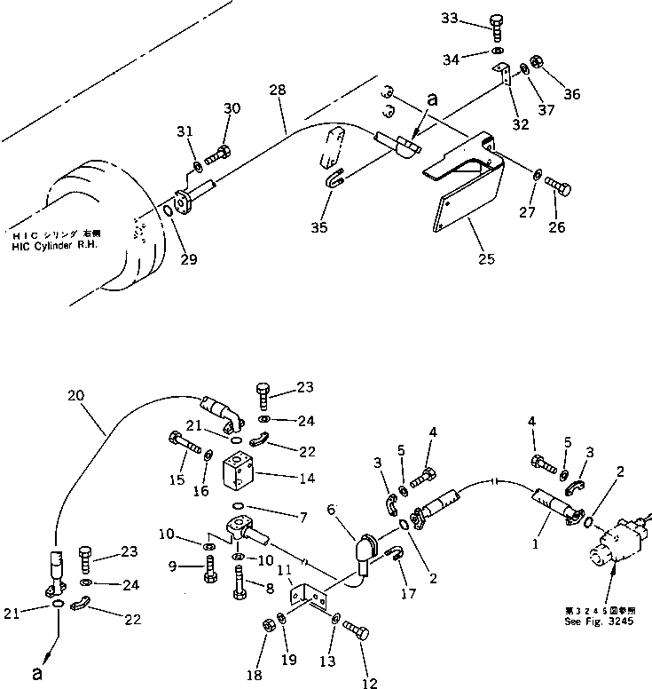 Excavators Komatsu / PC1000SP-1 S/N 10001-UP(pc10000c) / HIC PIPING (RELIEF VALVE TO HIC CYLINDER ? R.H.)(090180 : 3235)